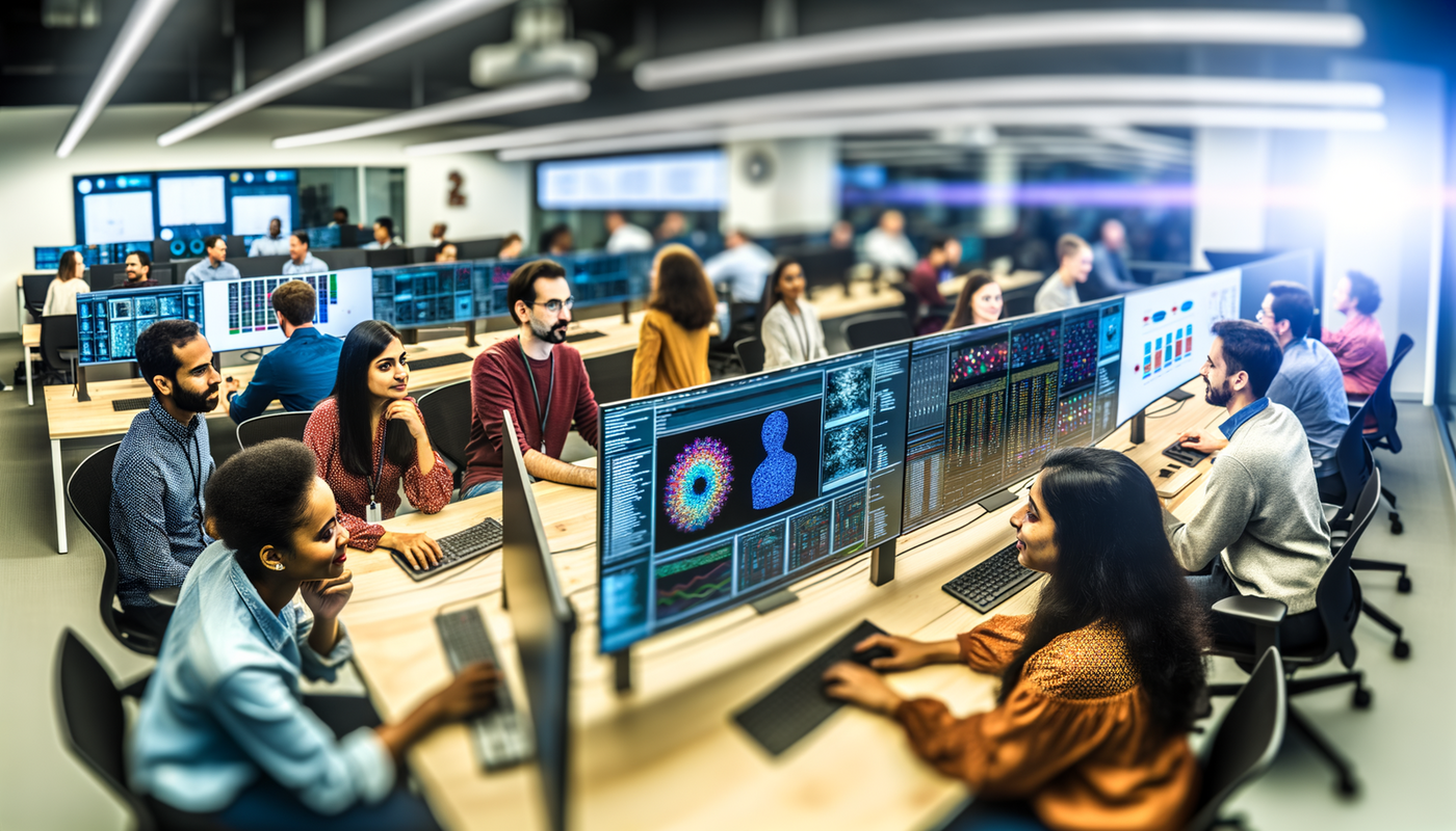 Software engineer building AI systems with neural network visualizations